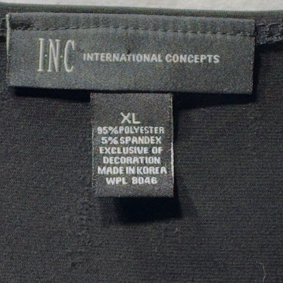 INC Women's Dress Black Stretch Poly Jersey Knit Surplice Bodice Midi Size XL - Picture 8 of 10